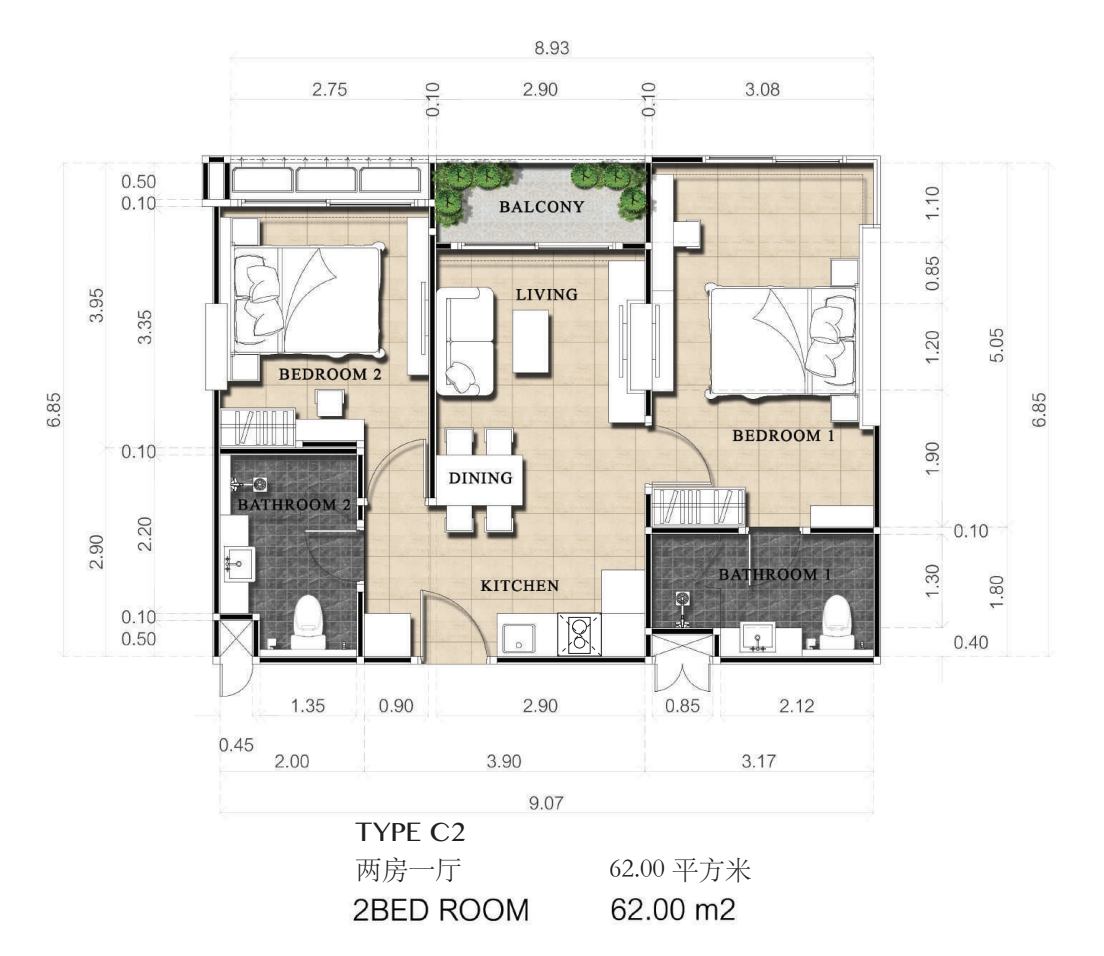 2Bed62.00